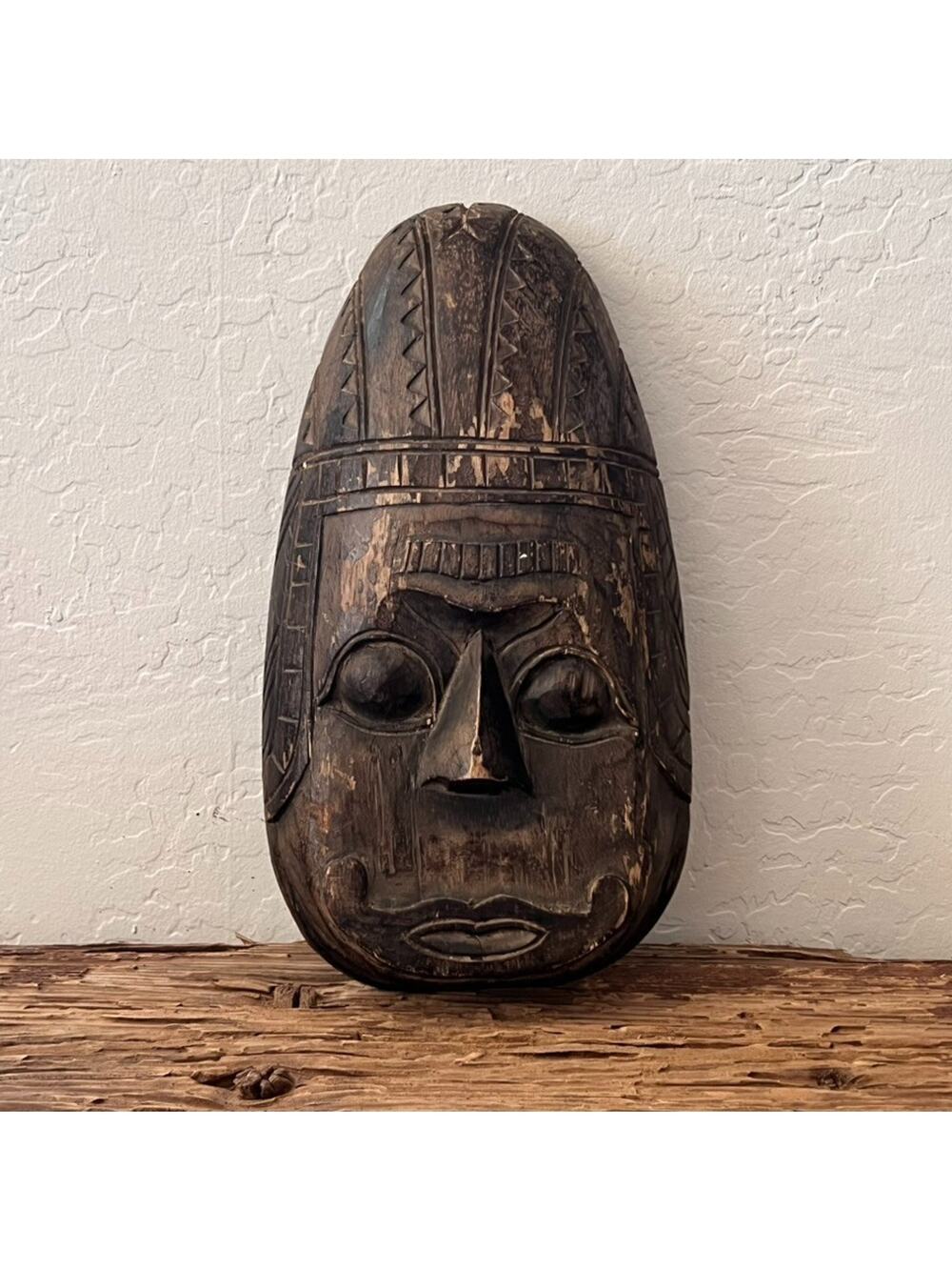 Vintage Hand-carved Wooden Mask Possibly From Idoma or Okpoto People of Nigeria